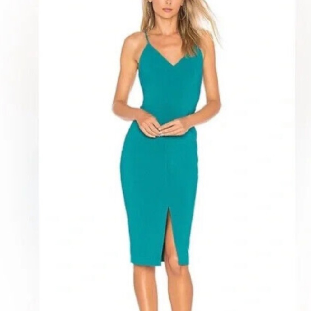 Likely Brooklyn teal midi dress
